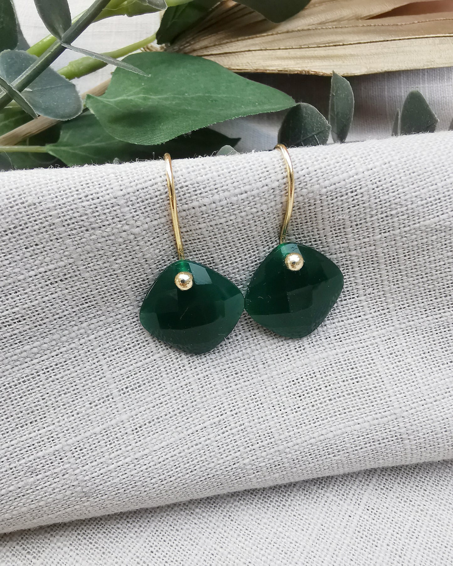 Amalia - Green Onyx Drop Earrings