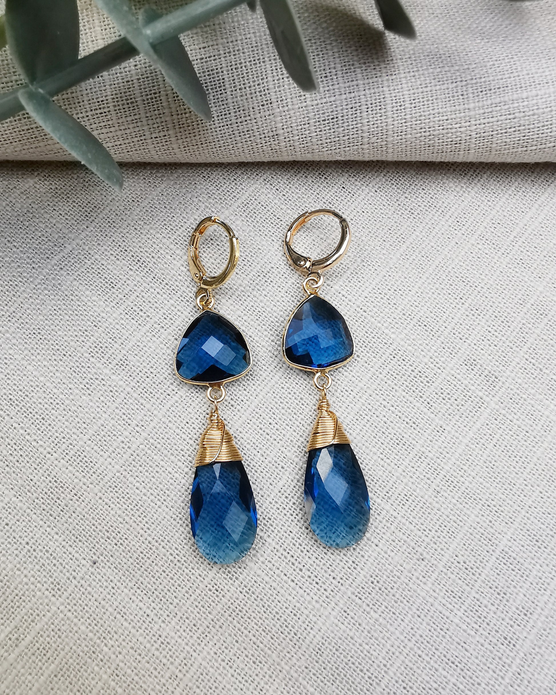 London Blue Topaz Long Drop Earrings - Vinta Shop