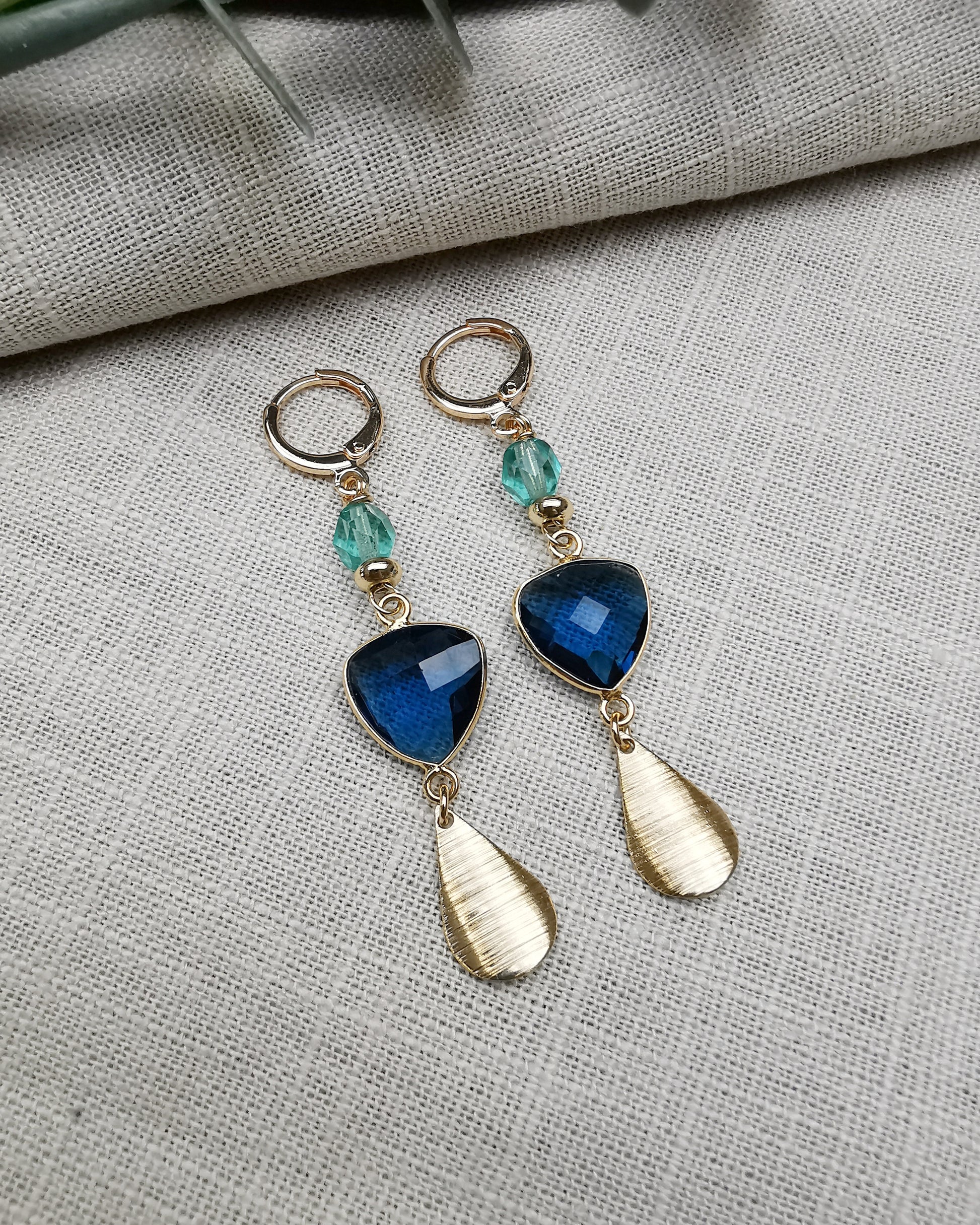 London Blue Topaz Long Drop Earrings - Vinta Shop