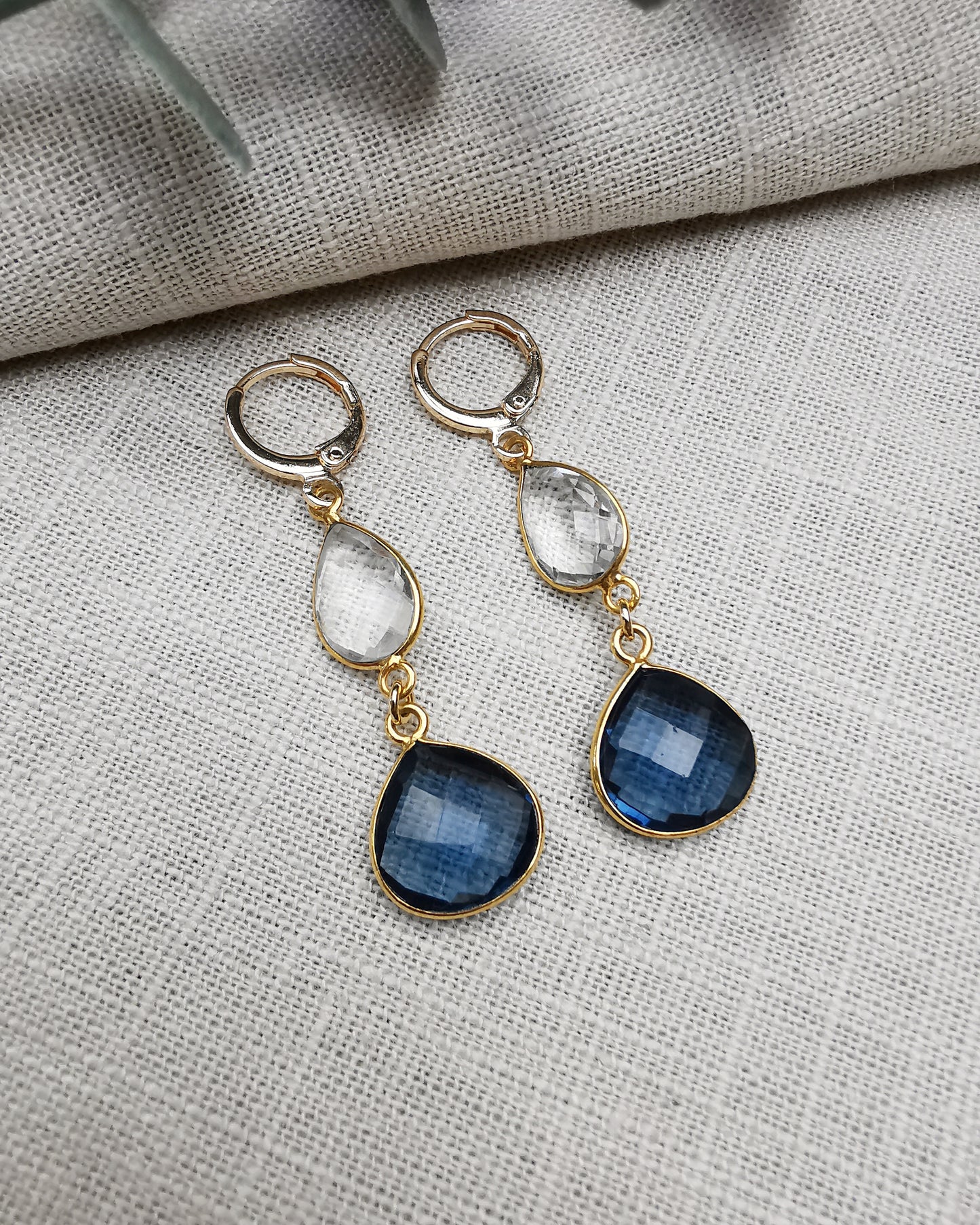 Peruvian Quartz & Blue Iolite Drop Earrings
