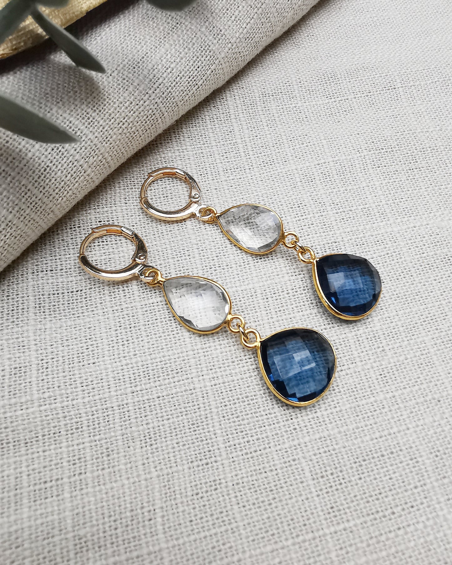 Peruvian Quartz & Blue Iolite Drop Earrings