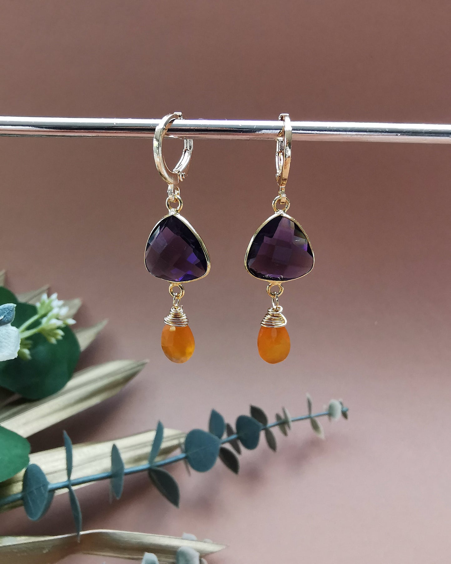 Violeta - Small Gemstone Drop Earrings.