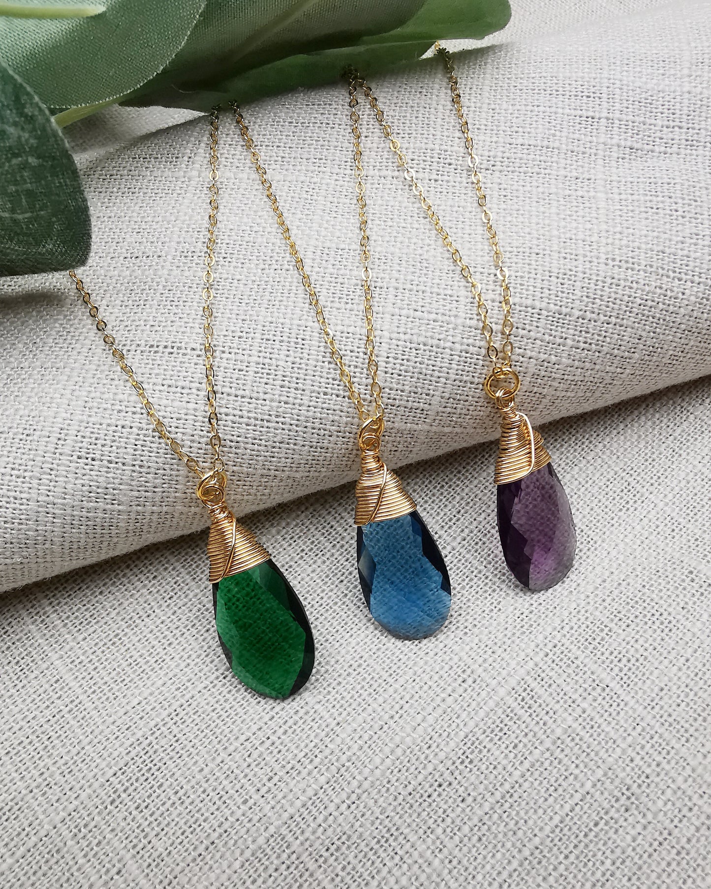 18k Gold Plated over 925 Sterling silver Gemstone Pendant Necklace