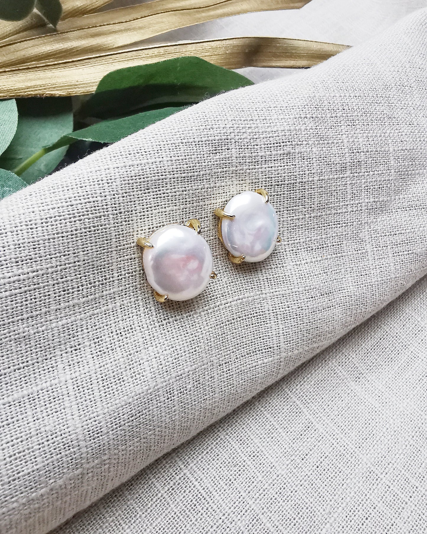 Baroque Freshwater Pearl Stud Earrings. - Vinta Shop