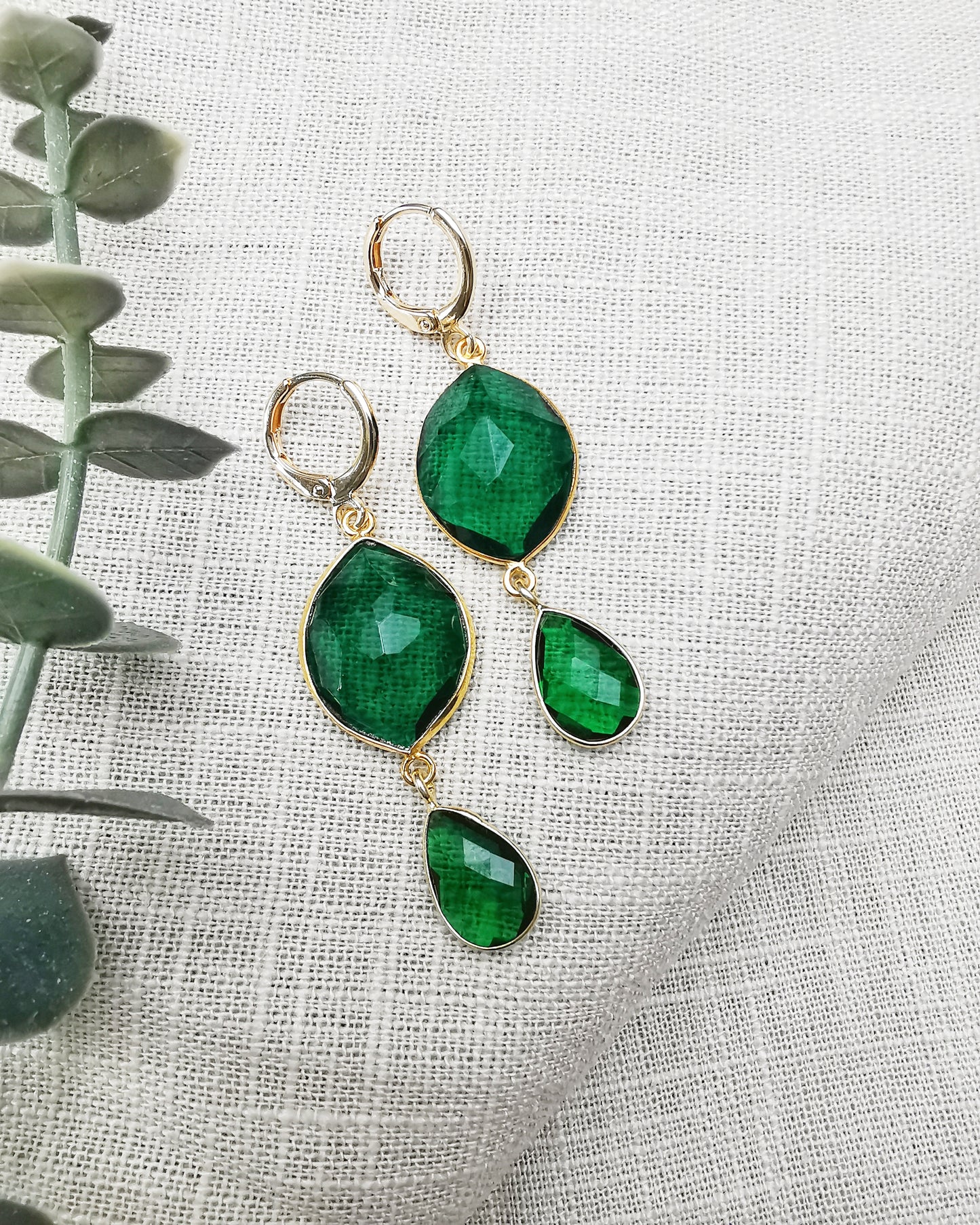 Emerald Quartz Drop Earrings