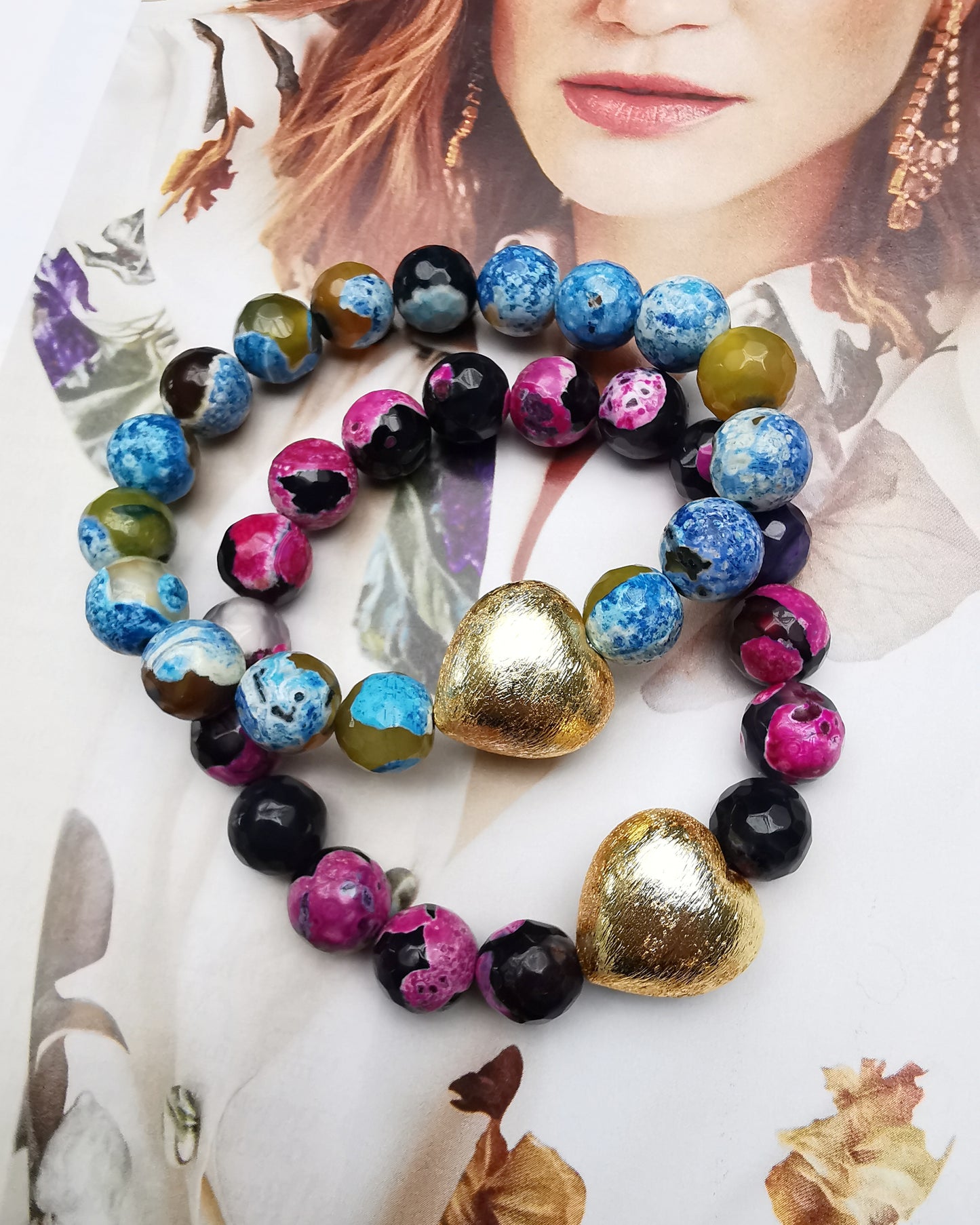 Natural Fire Agate Elastic Bracelets