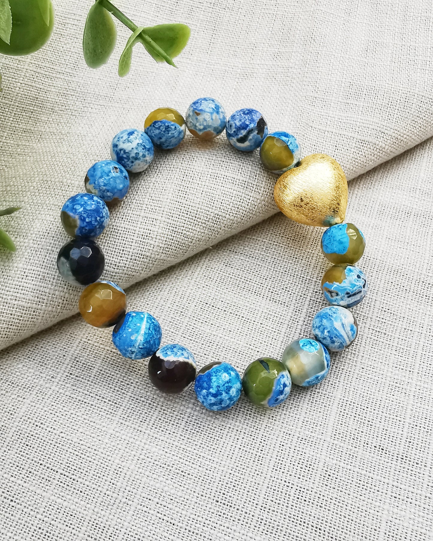 Natural Fire Agate Elastic Bracelets