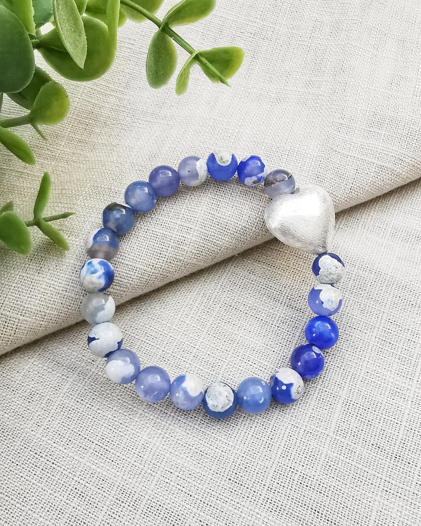 Natural Crazy Lace Blue Agate Elastic Bracelets.