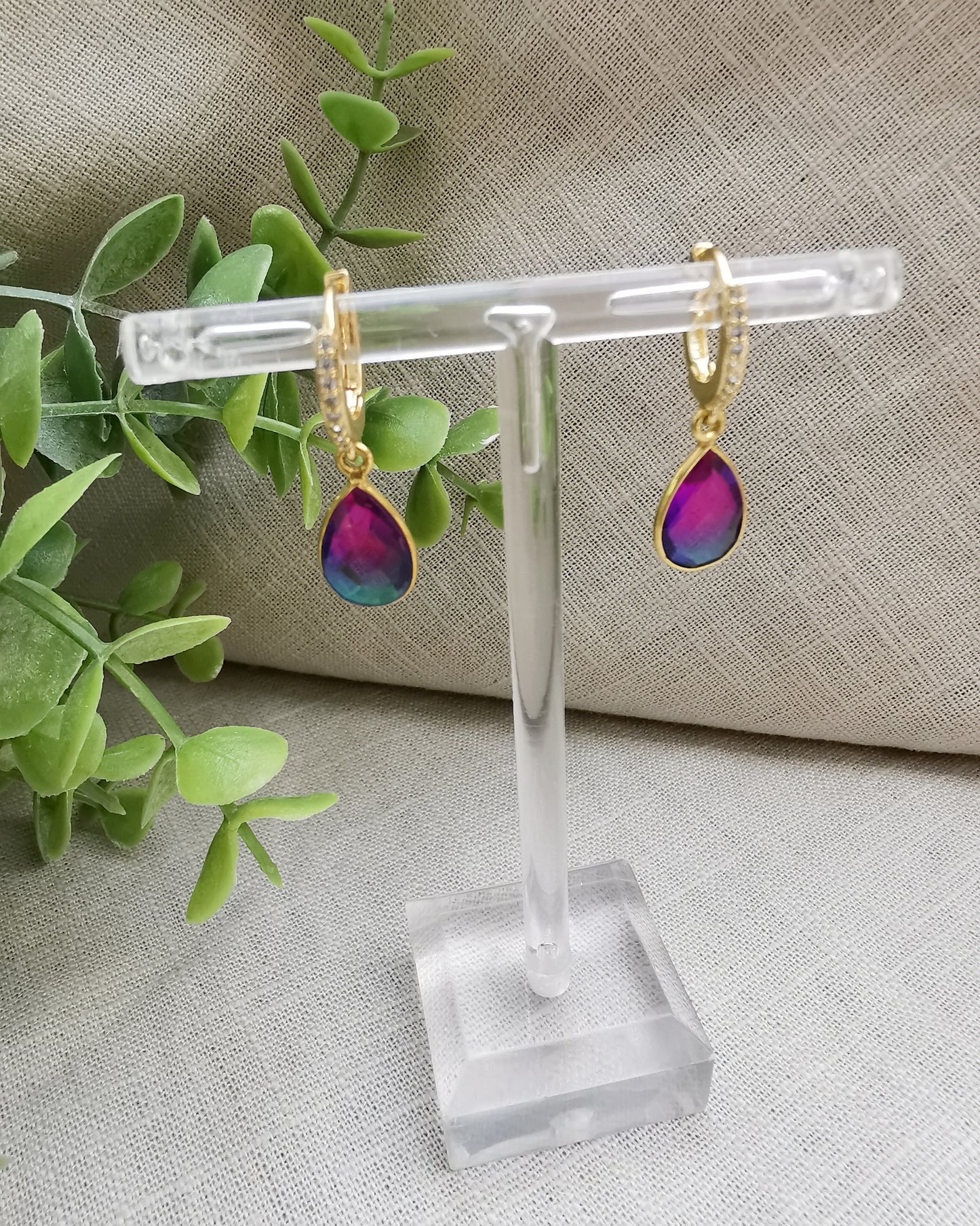 Aura Quartz Small Huggie Hoop Earring.