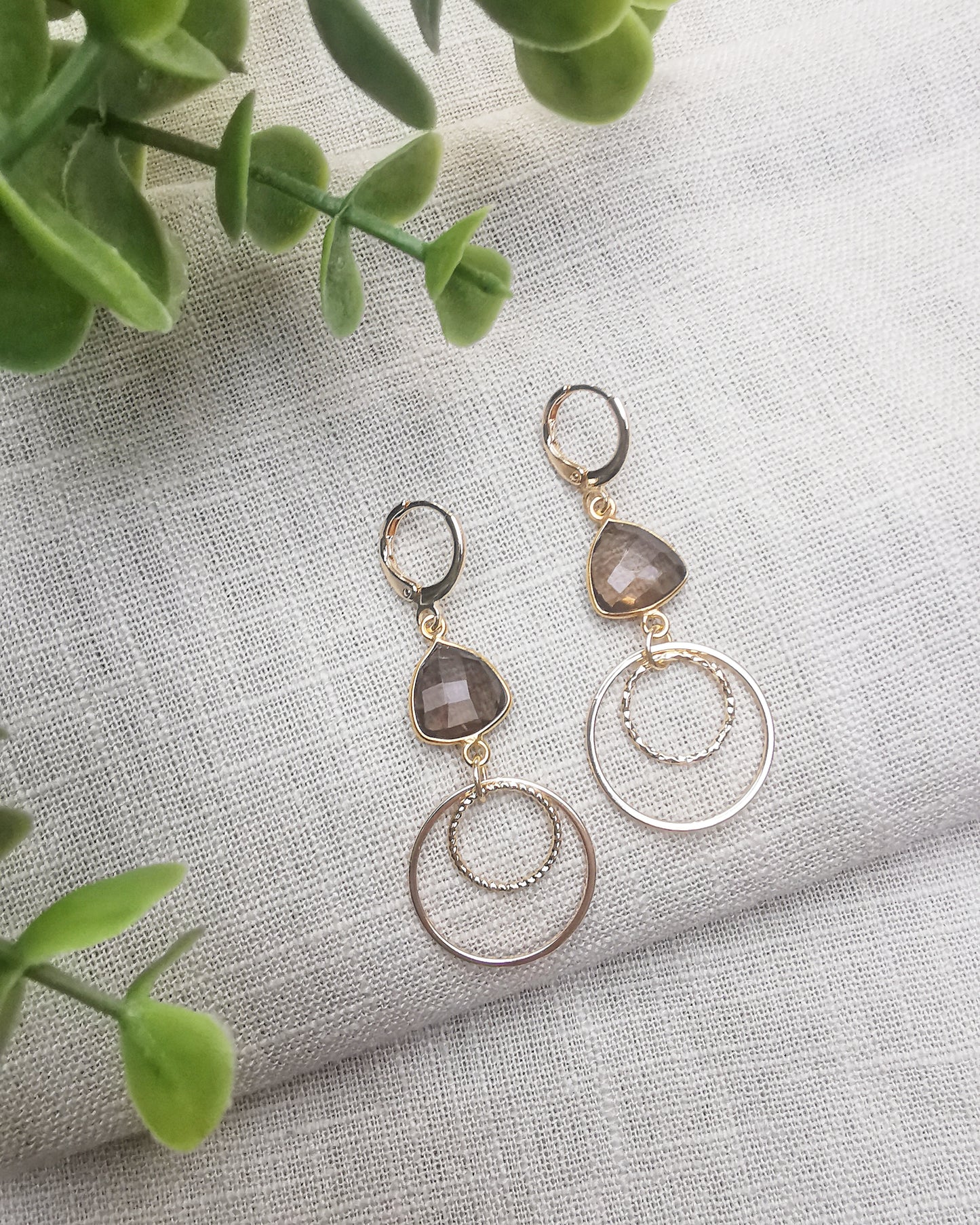 Smokey Quartz Drop Earrings.