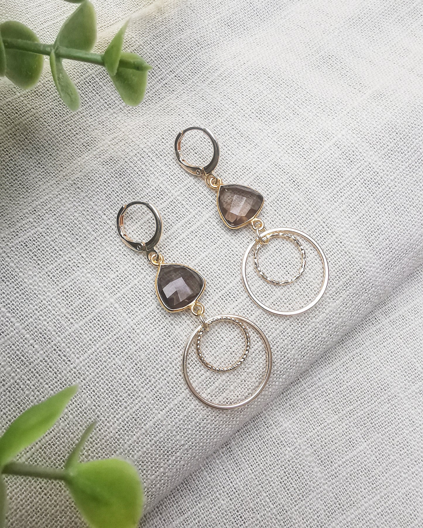 Smokey Quartz Drop Earrings.