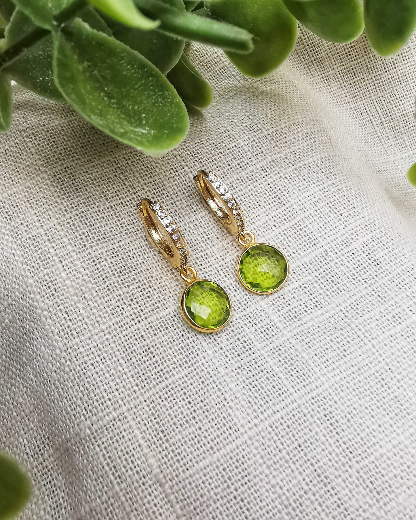 Peridot Huggie Hoop Earrings