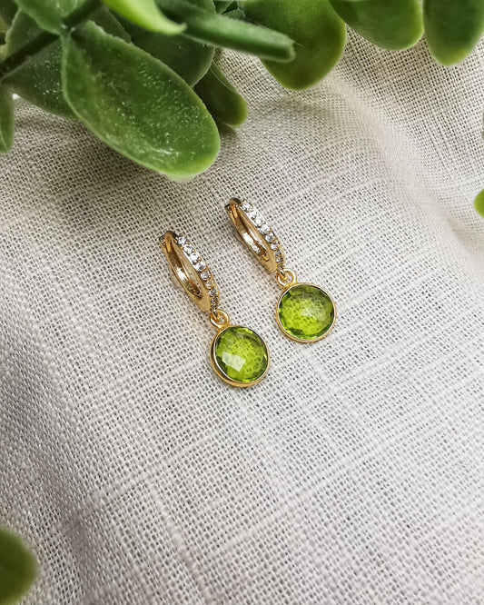 Peridot Huggie Hoop Earrings