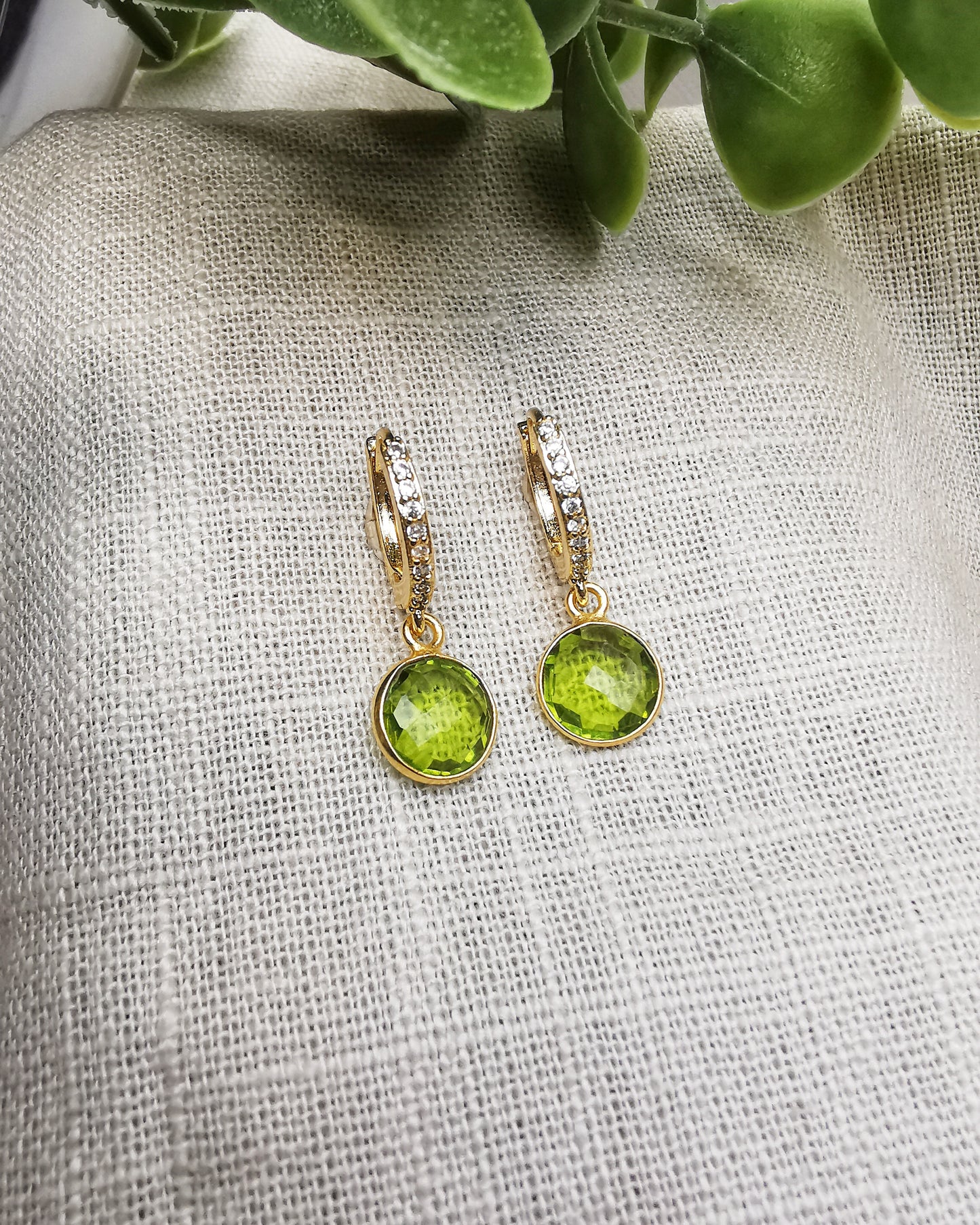 Peridot Huggie Hoop Earrings