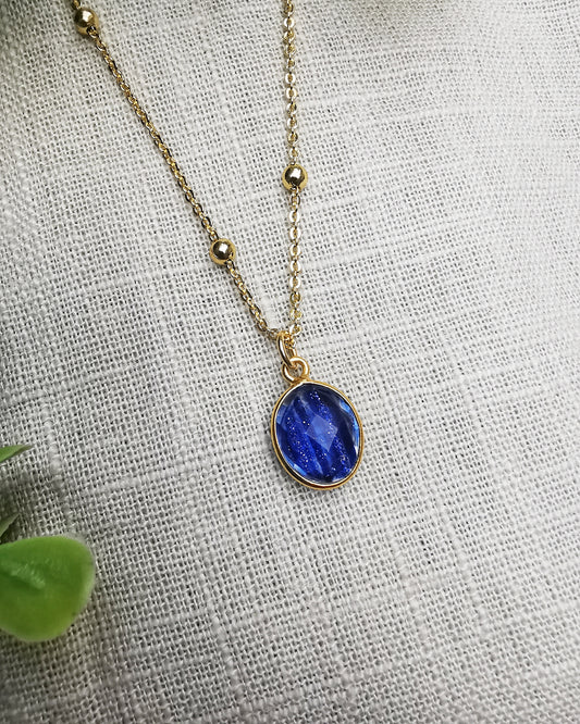 Blue Copper Infused Satellite Pendant Necklace.