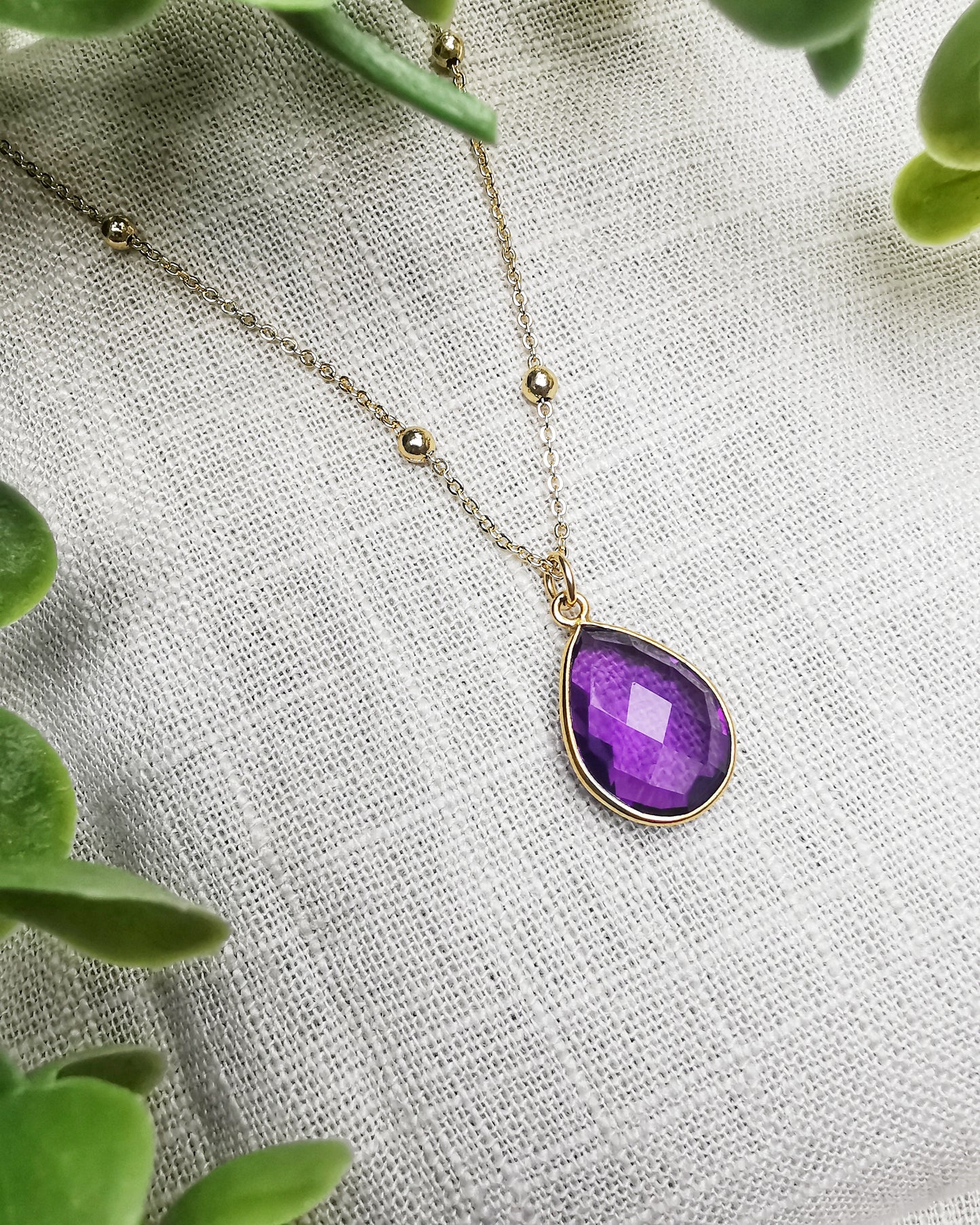 Amethyst Satellite Pendant Necklace.