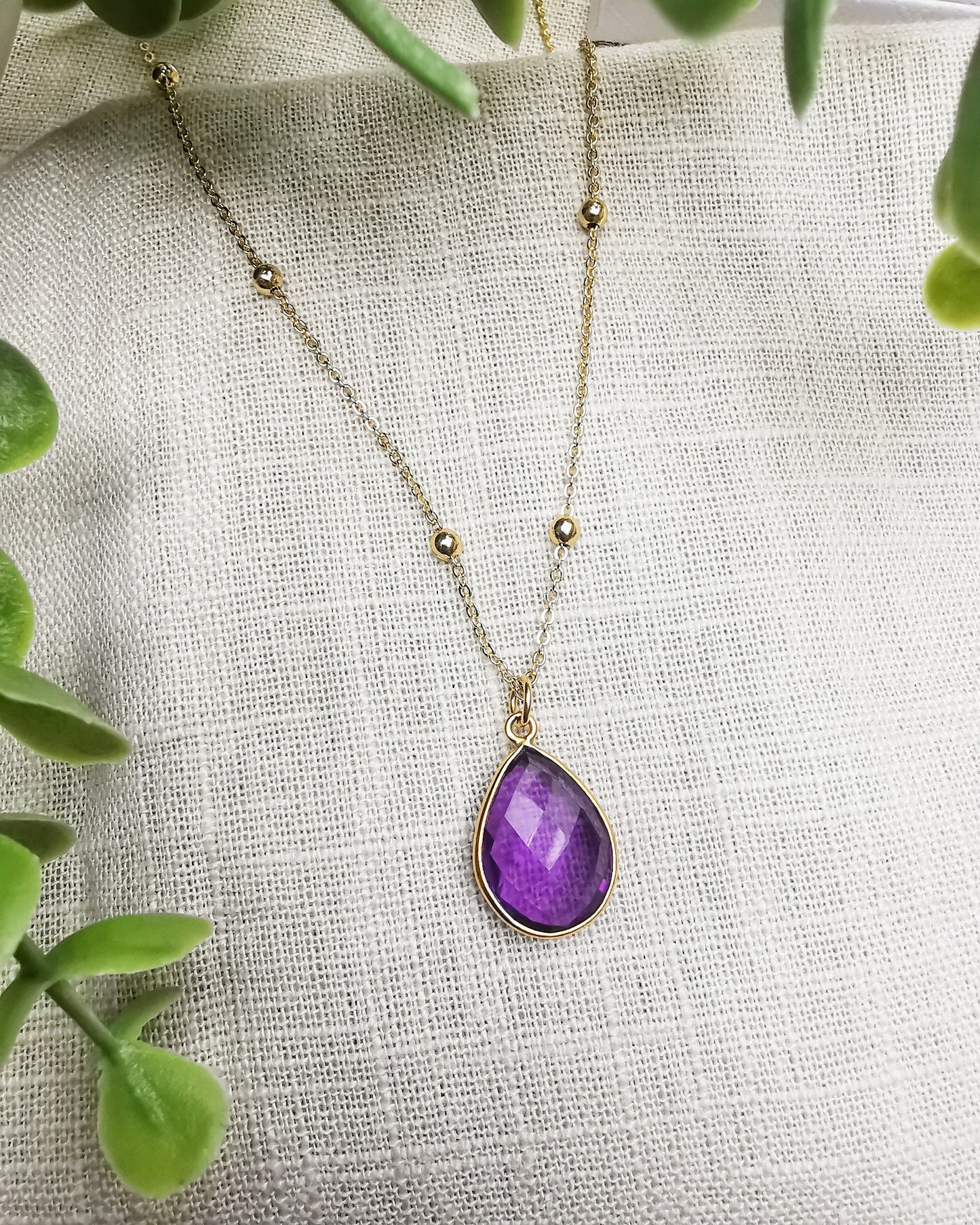 Amethyst Satellite Pendant Necklace.