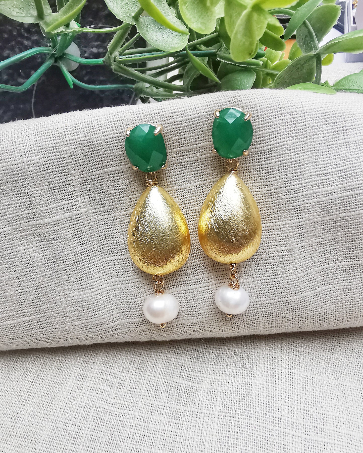 Gemma|| Emerald Statement Gemstone Stud Earrings