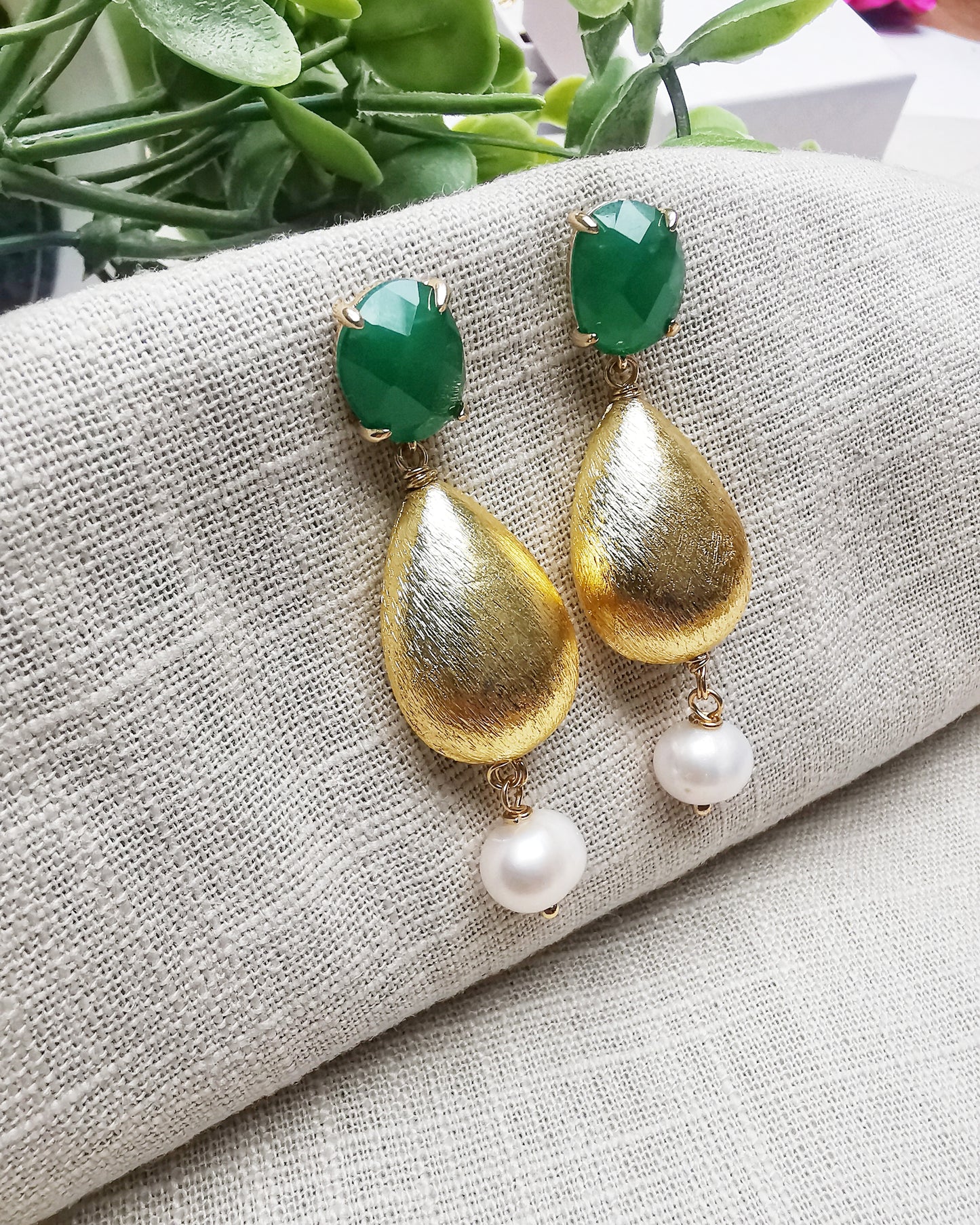 Gemma|| Emerald Statement Gemstone Stud Earrings