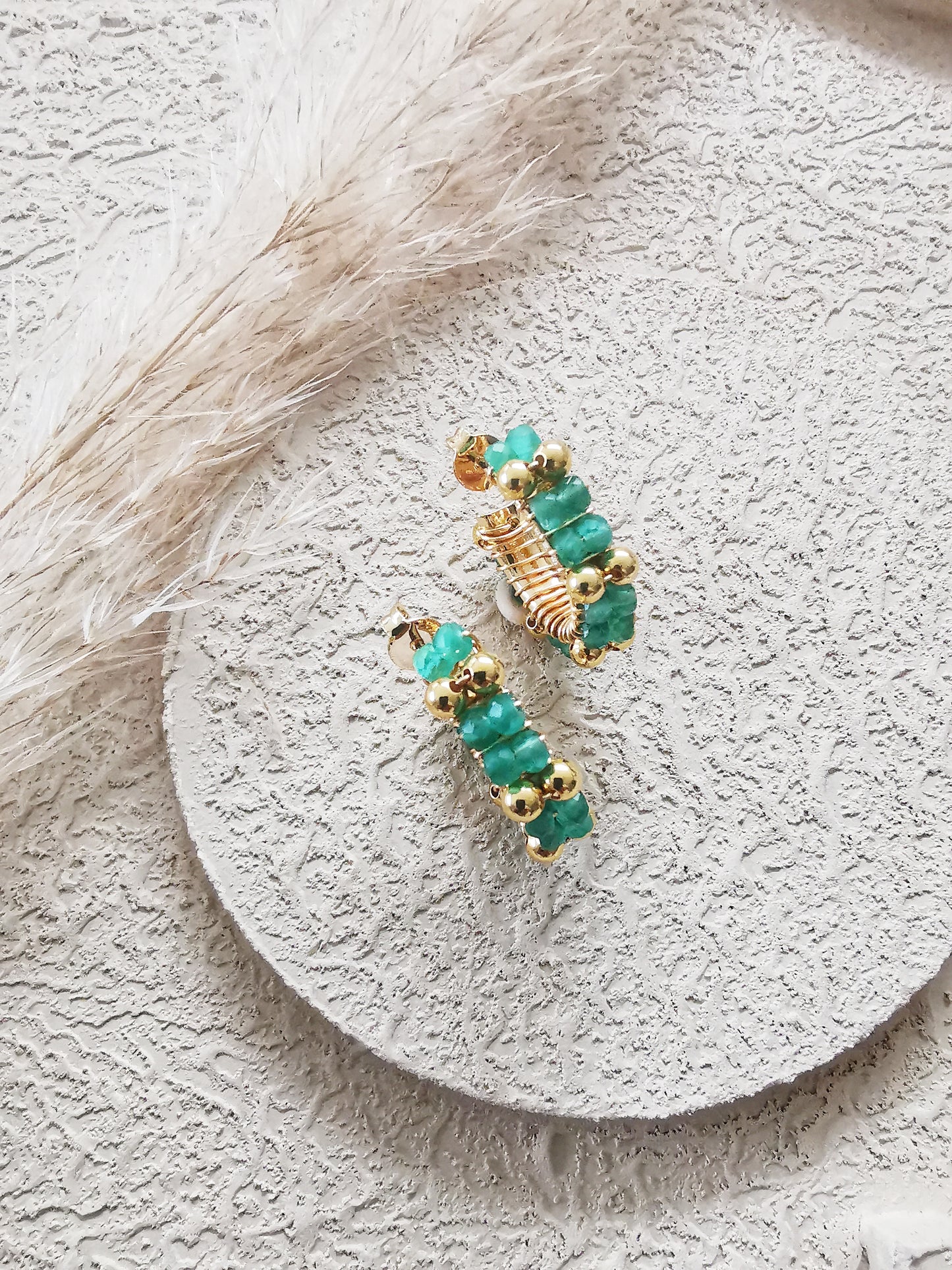 Limited Edition Green Onyx Wire-Wrapped Small Hoop Earrings