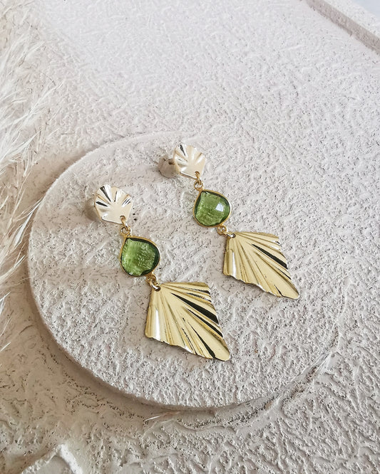 Long Drop Peridot Stud Earrings