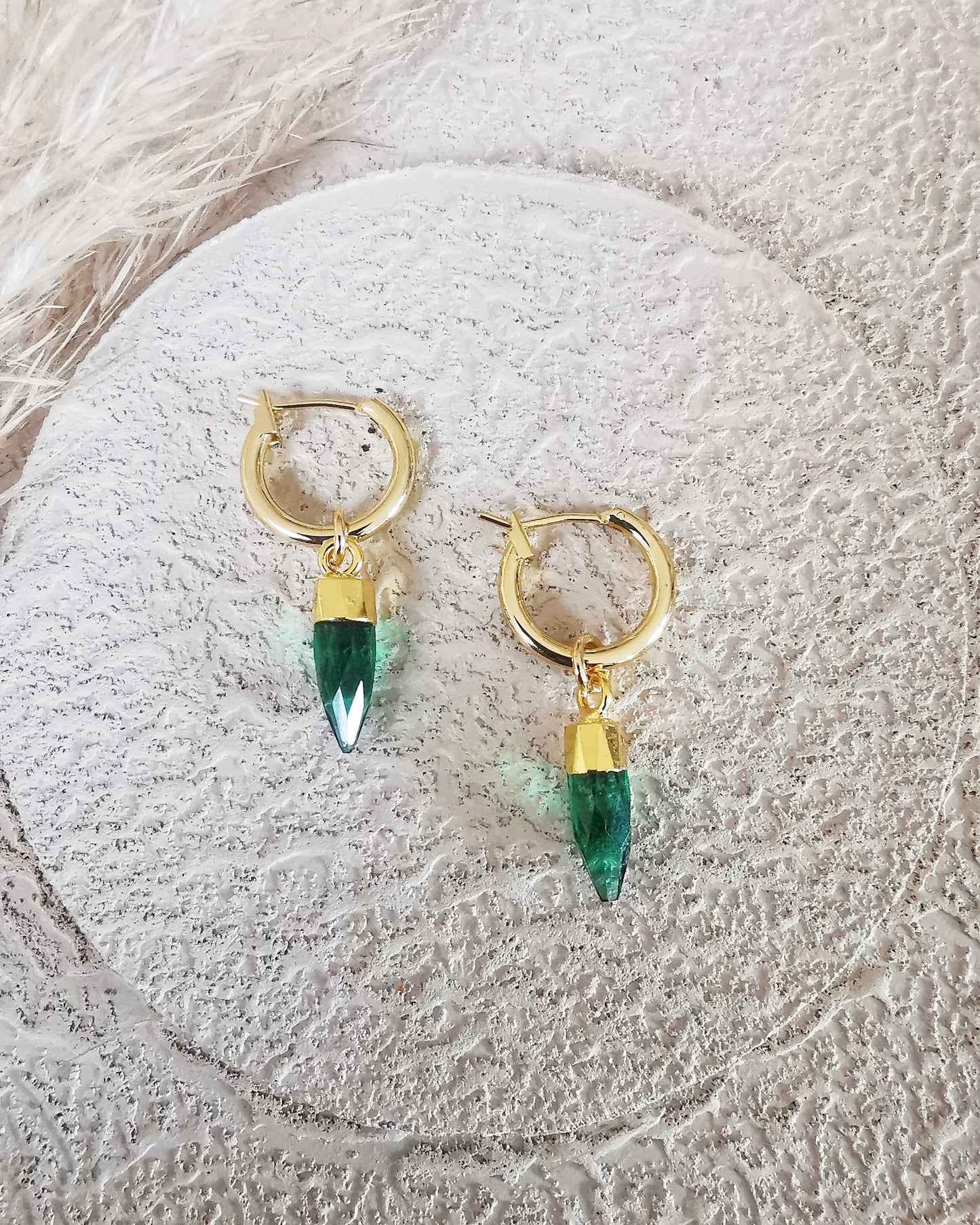 Emerald Quartz Hoop Earrings