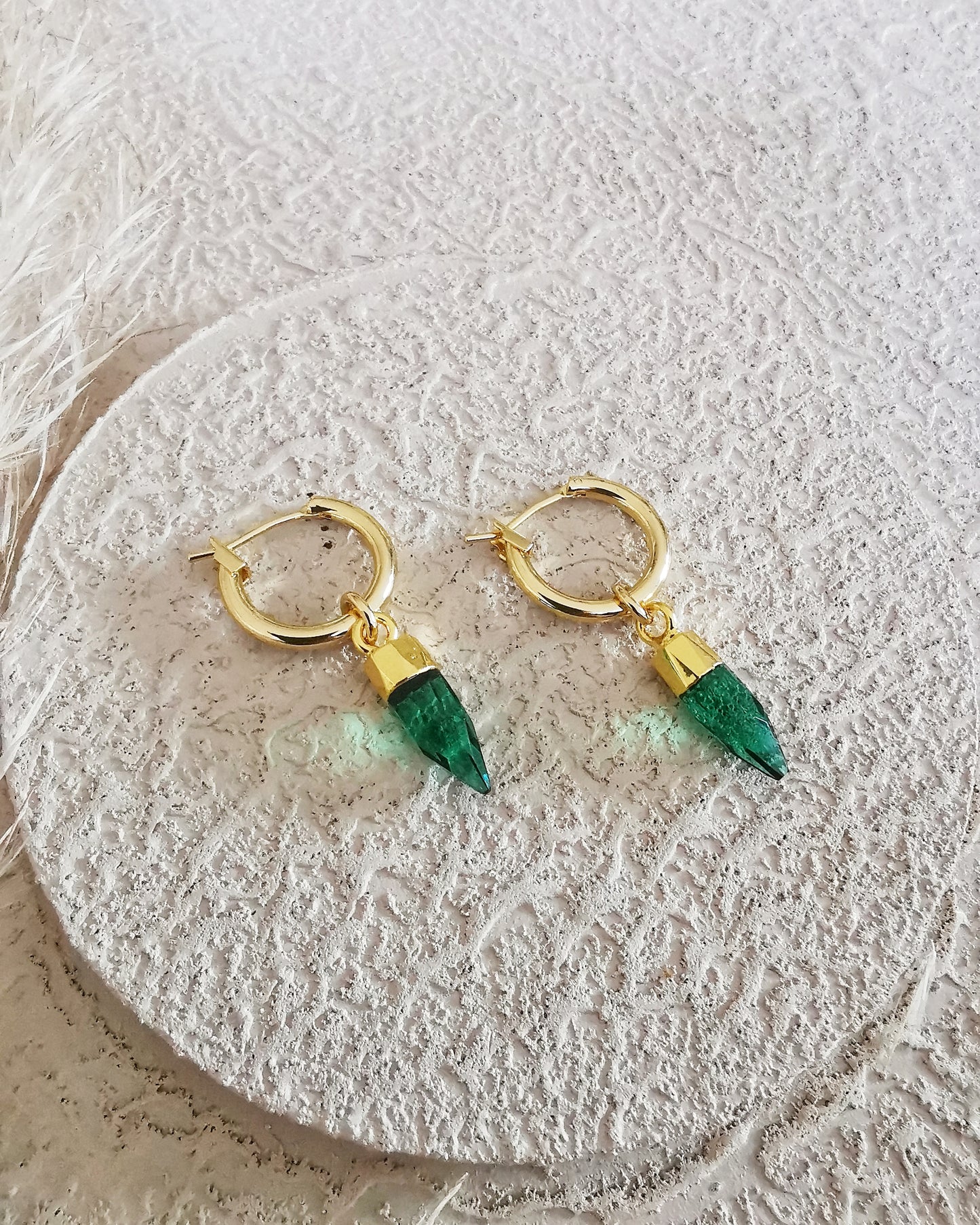 Emerald Quartz Hoop Earrings