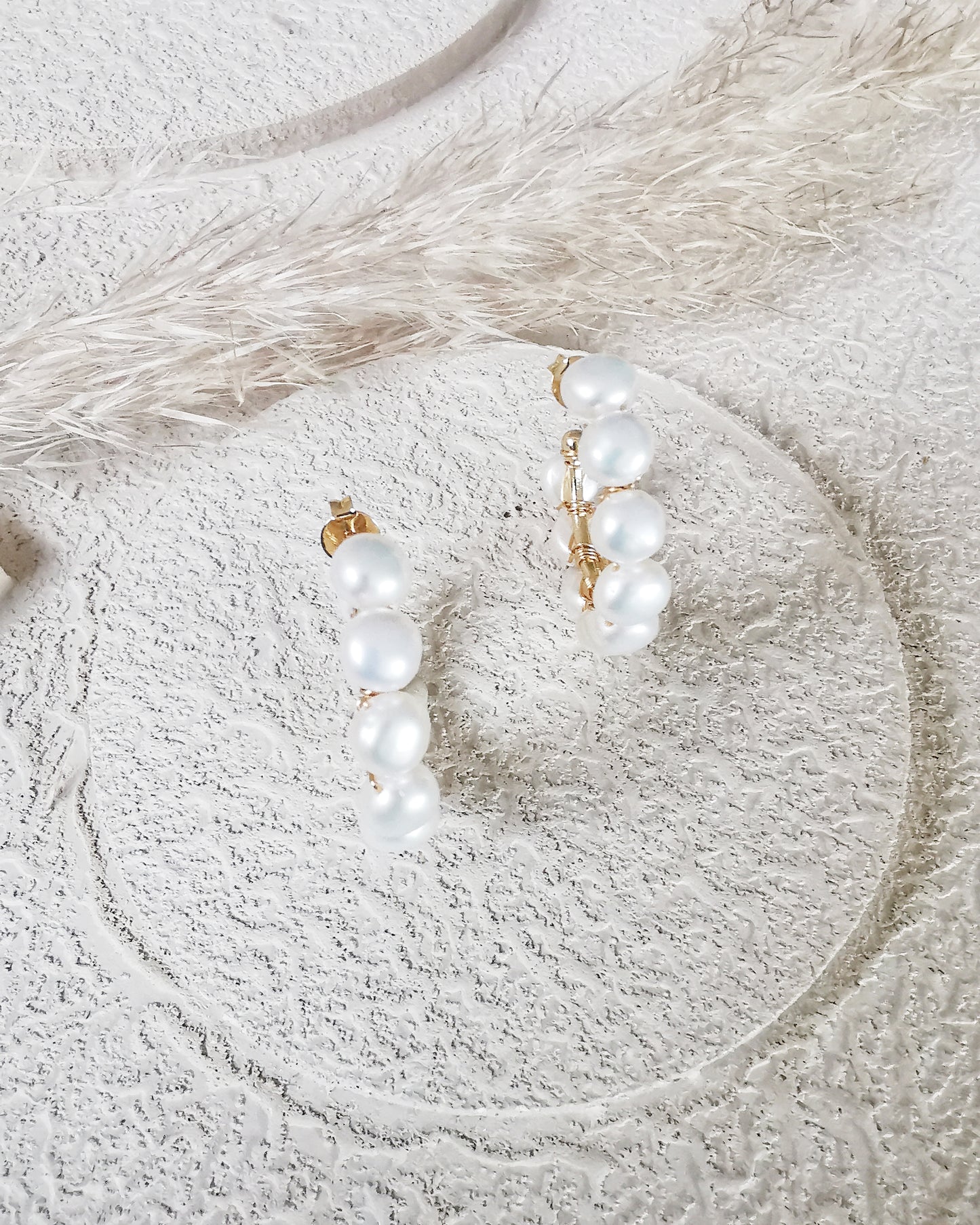 Medium Wire-Wrapped Hoop Earrings with Freshwater Pearls