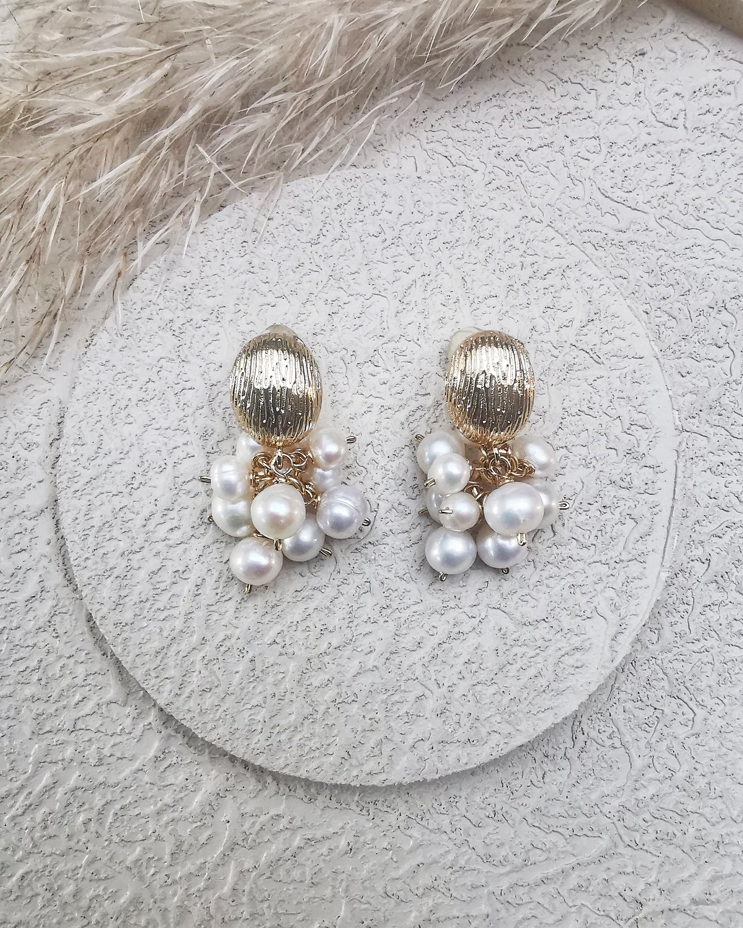 Freshwater Pearl Cluster Earrings.