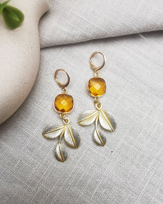 Statement Citrine Drop Earrings - Vinta Shop