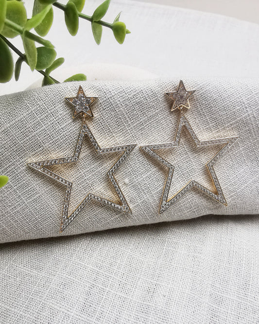 Double Drop Star Stud Earrings - Vinta Shop