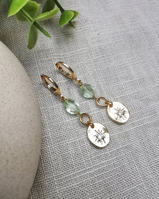 Green Amethyst Starburst Drop Earrings