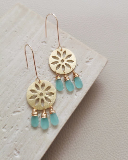 MARGARITA - Aqua Chalcedony Dangling Earrings - Vinta Shop