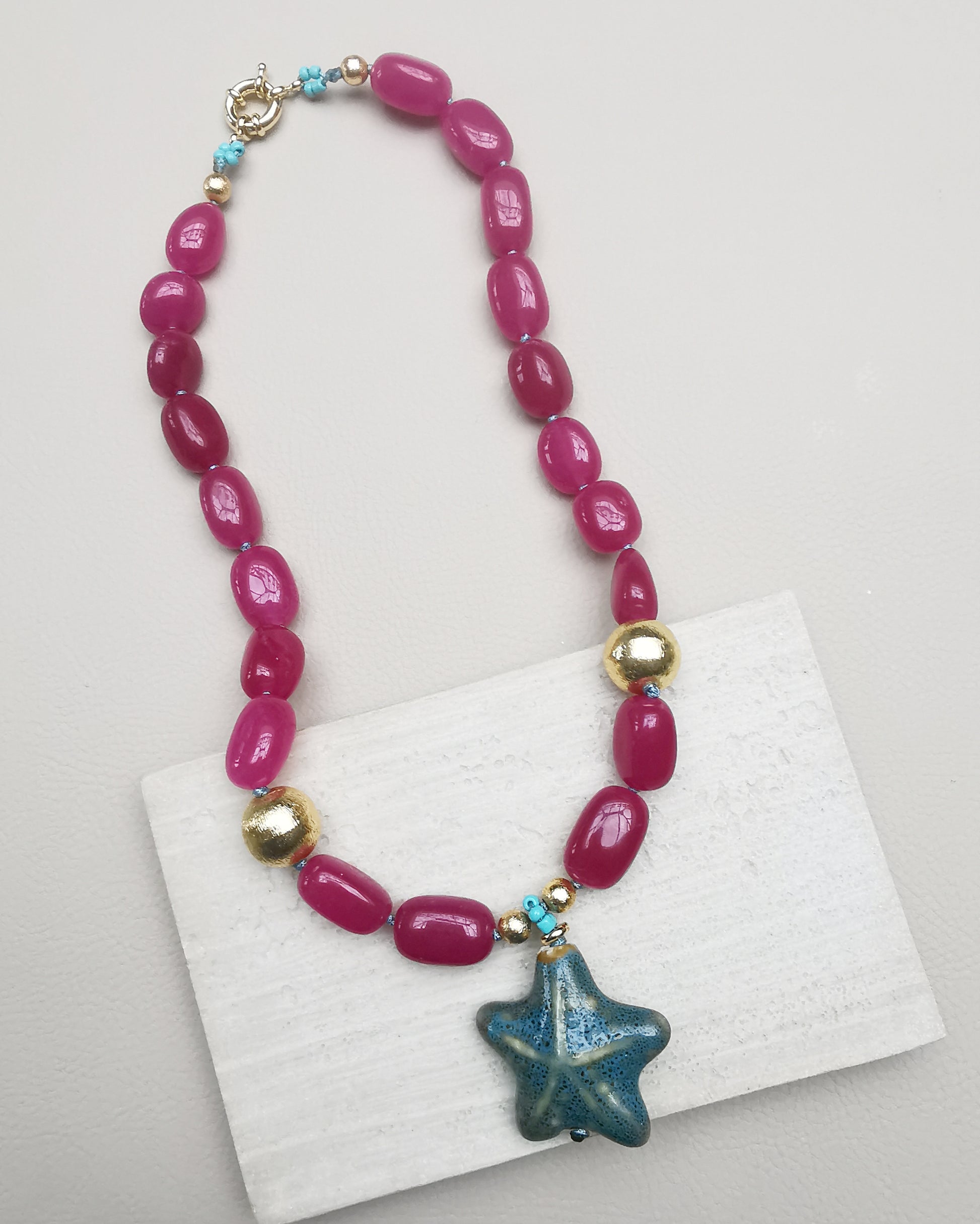 Estrella Chunky Agate Nugget Necklace with Starfish Pendant. - Vinta Shop