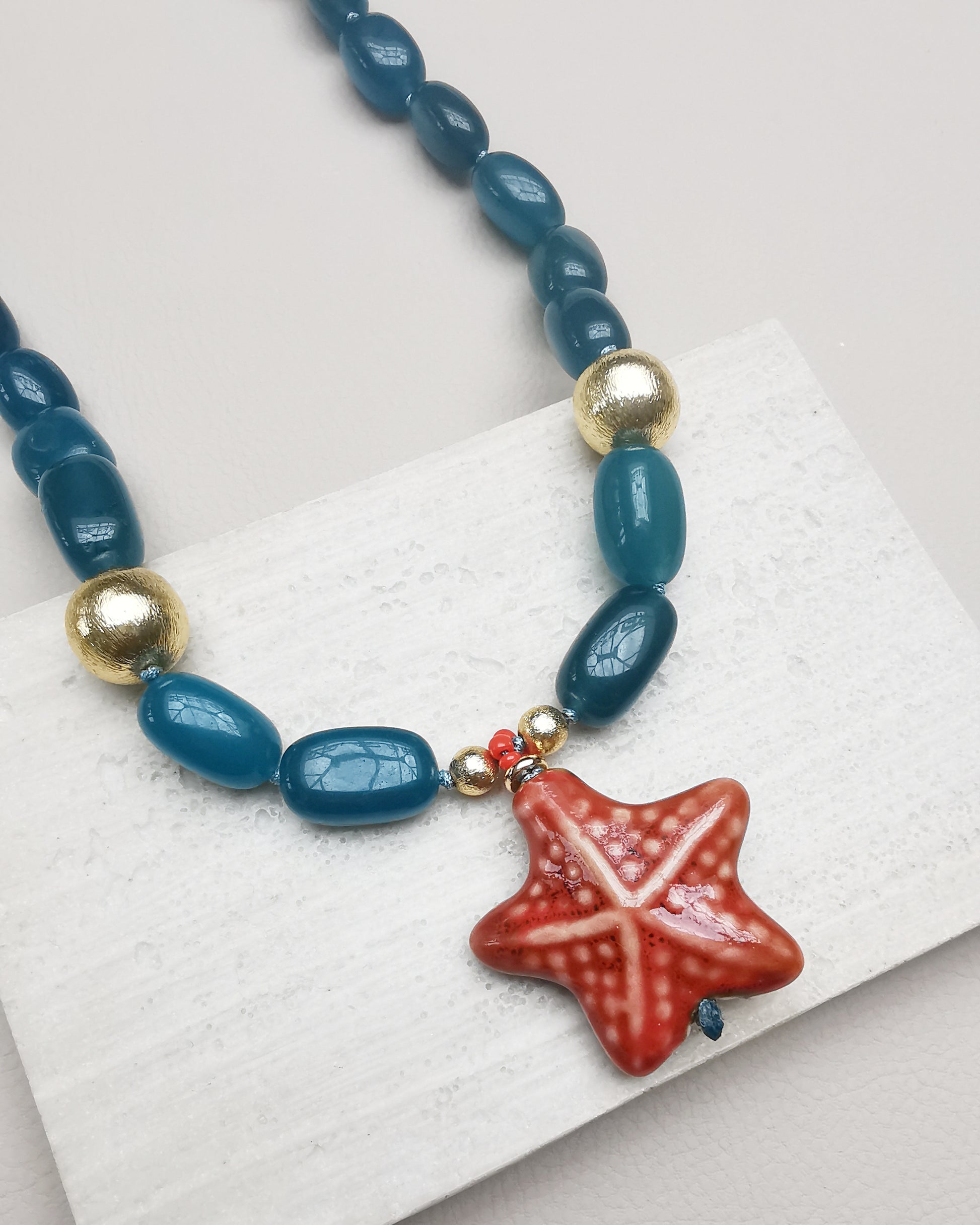 Estrella Chunky Agate Nugget Necklace with Starfish Pendant. - Vinta Shop