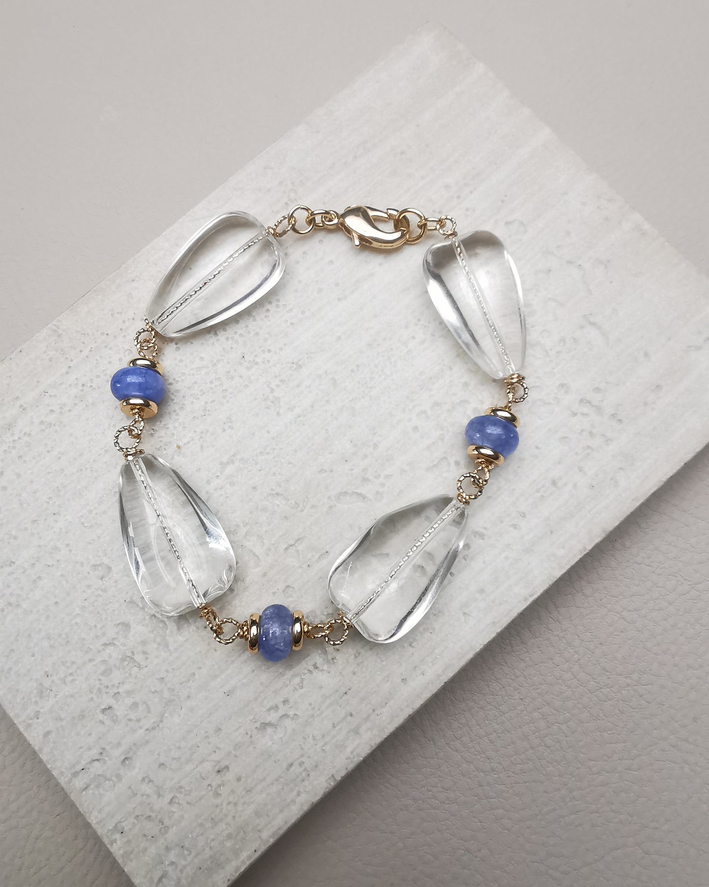 Chunky Crystal & Blue Jade Bracelet - Vinta Shop