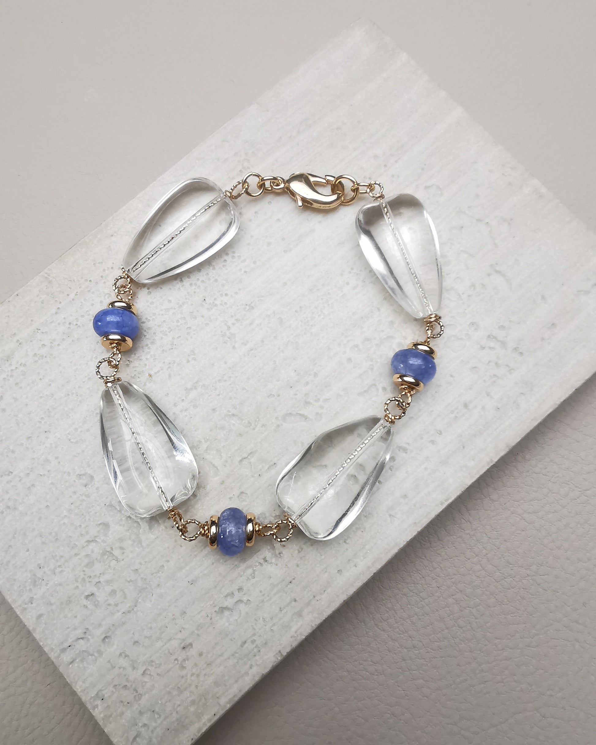Chunky Crystal & Blue Jade Bracelet - Vinta Shop