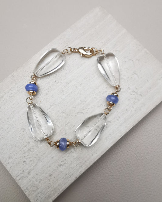 Chunky Crystal & Blue Jade Bracelet - Vinta Shop