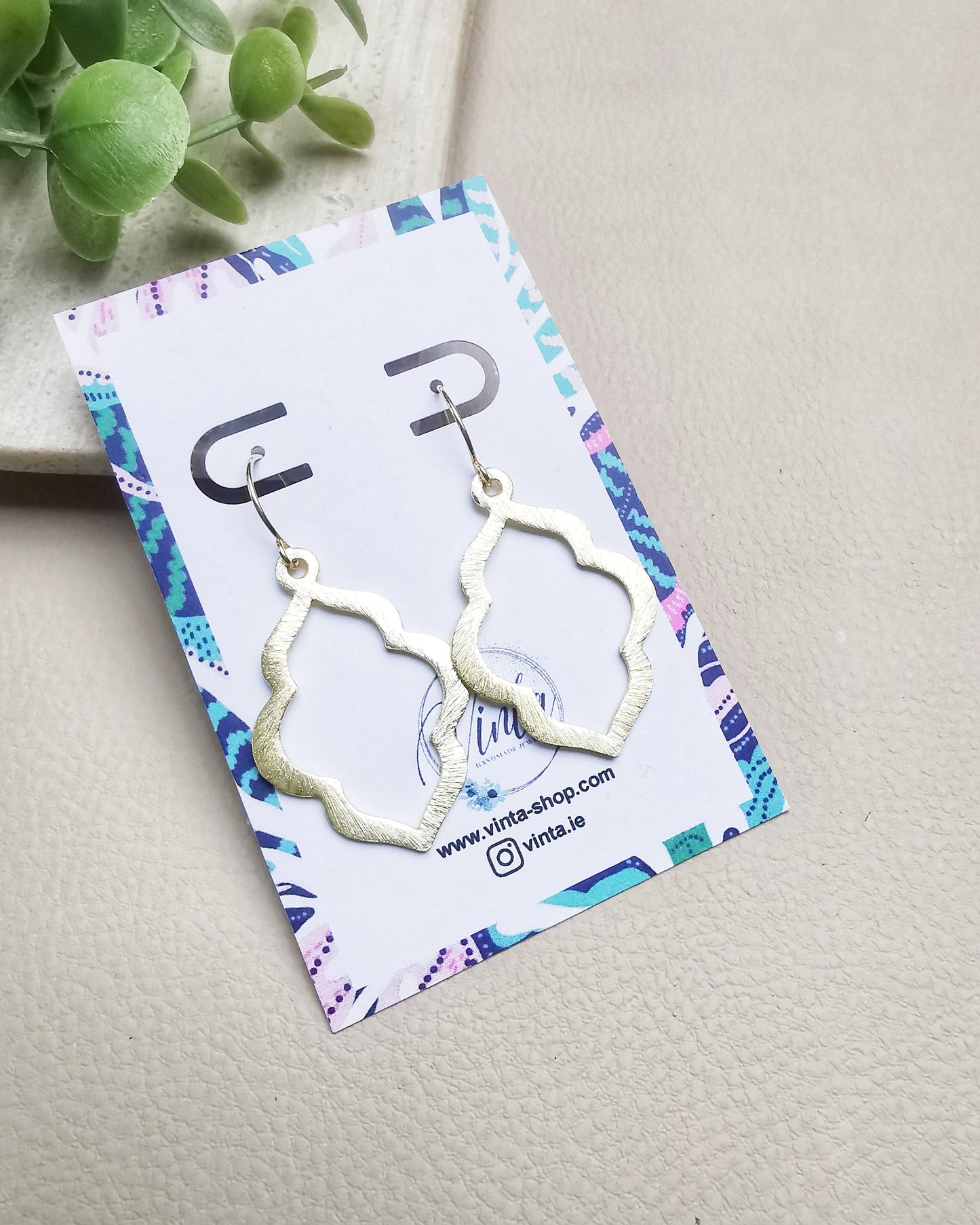 Marquise Gold Brush Dangle Earrings - Vinta Shop