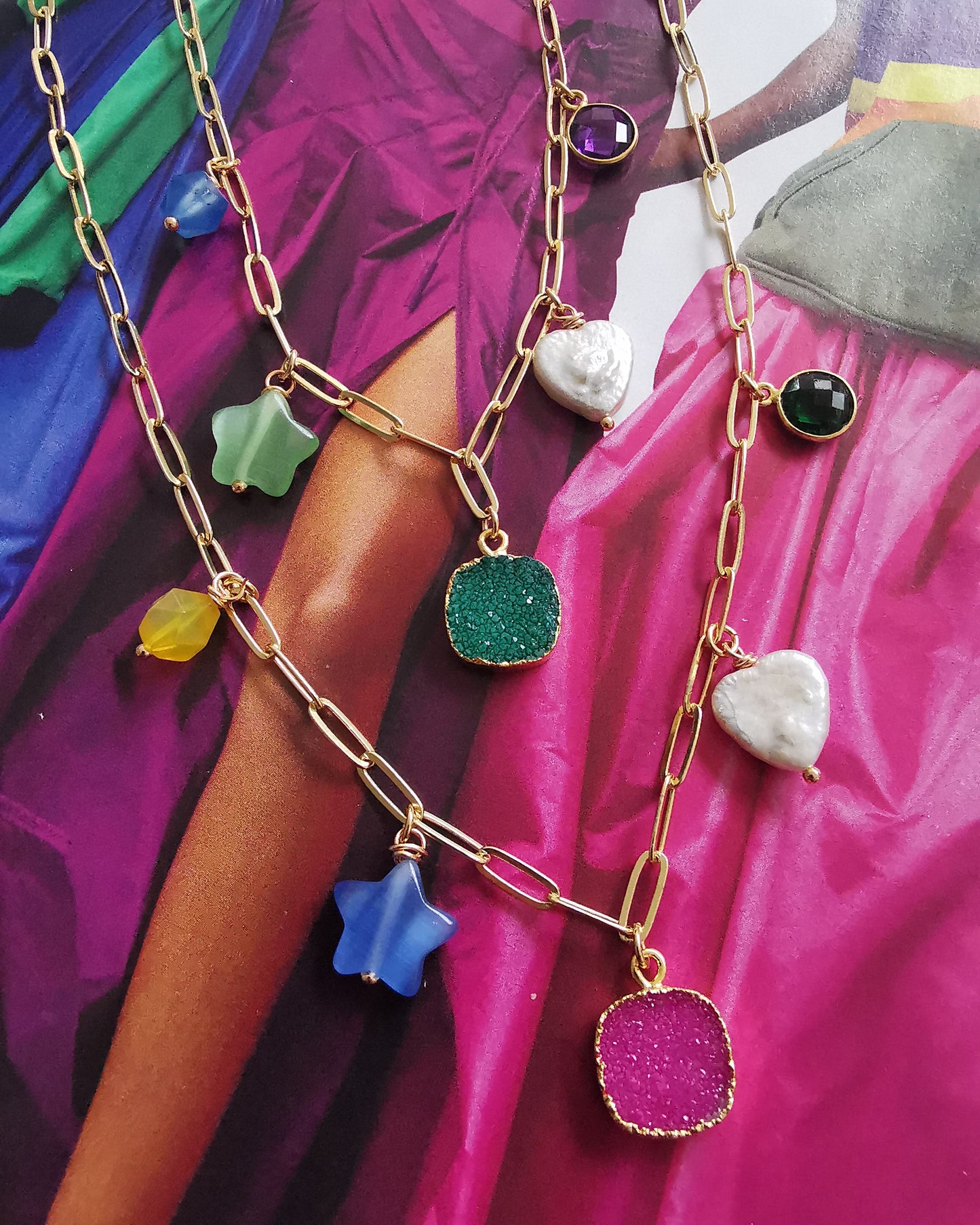 CANDY - Multi-gemstone  Chain Necklace.