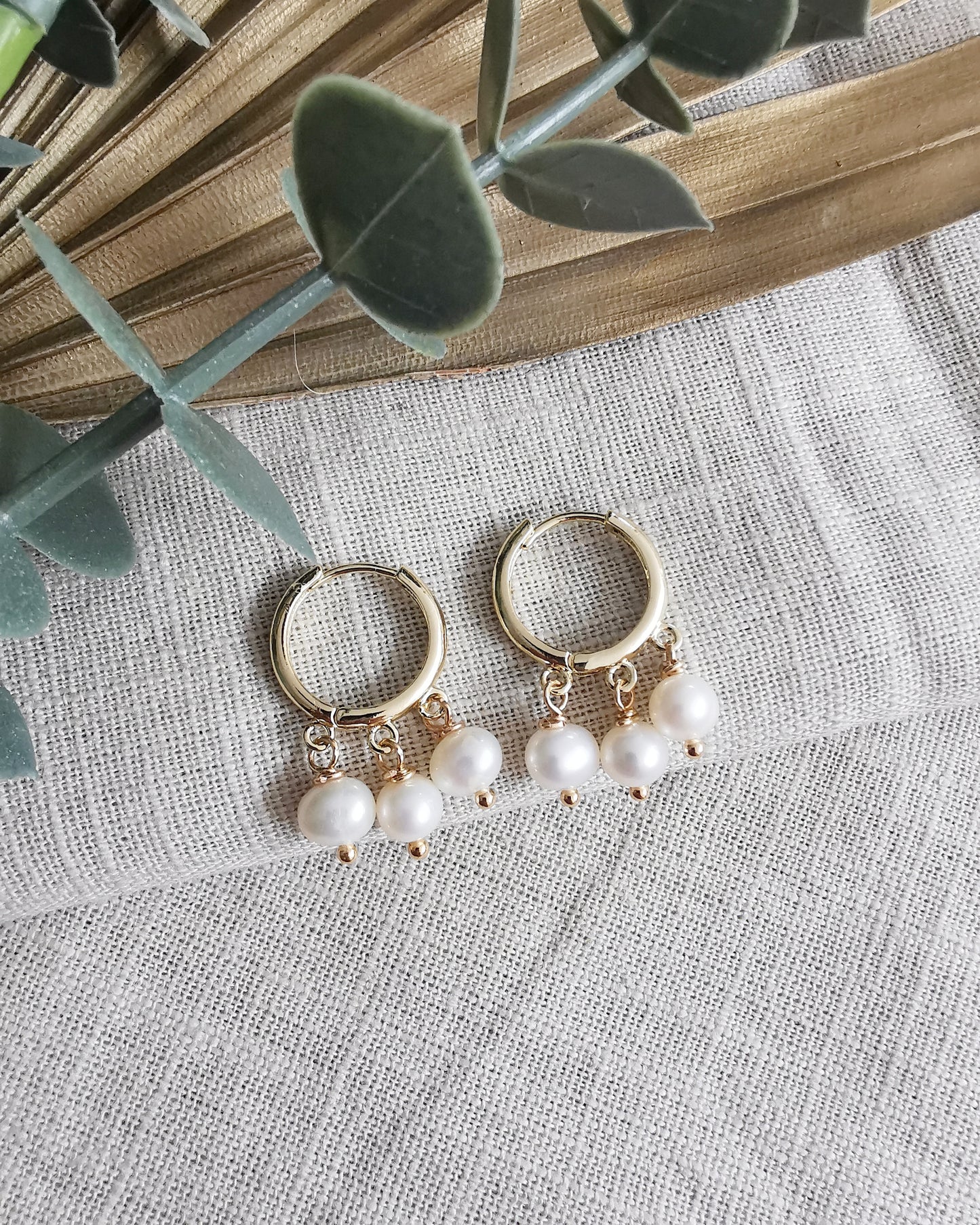 Freshwater Pearl Hoop Earrings.