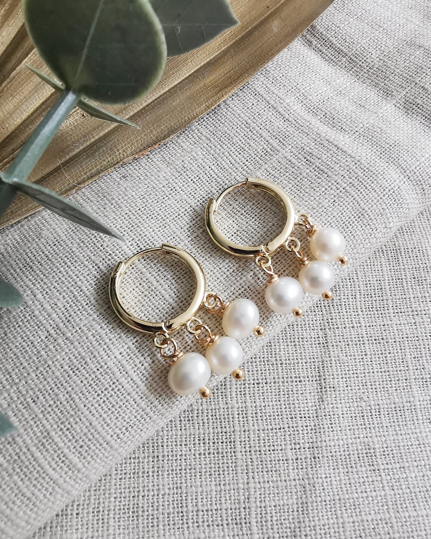 Freshwater Pearl Hoop Earrings.