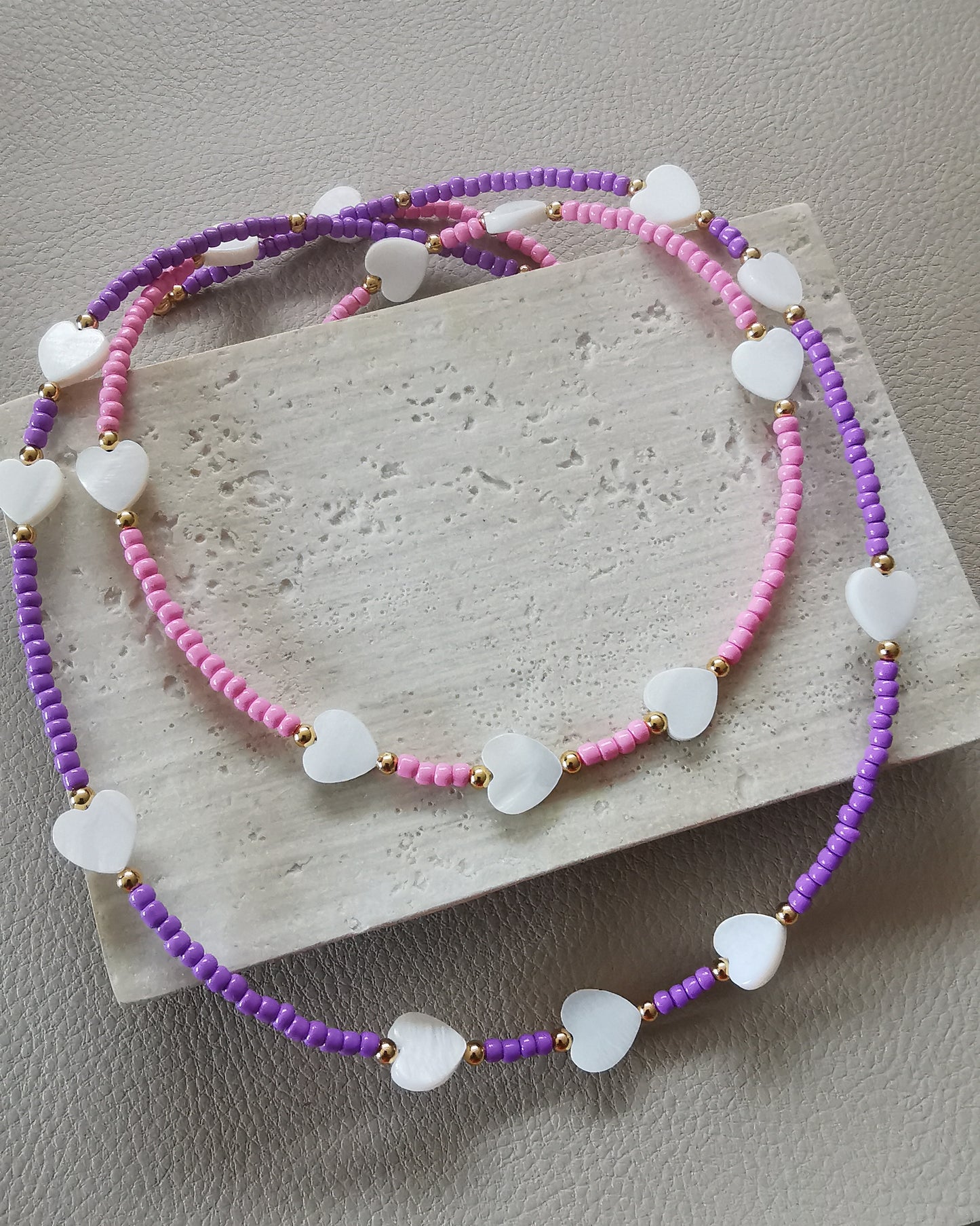 MELISSA - Vibrant Seed Bead Necklaces with Nacar Hearts or Star Charms