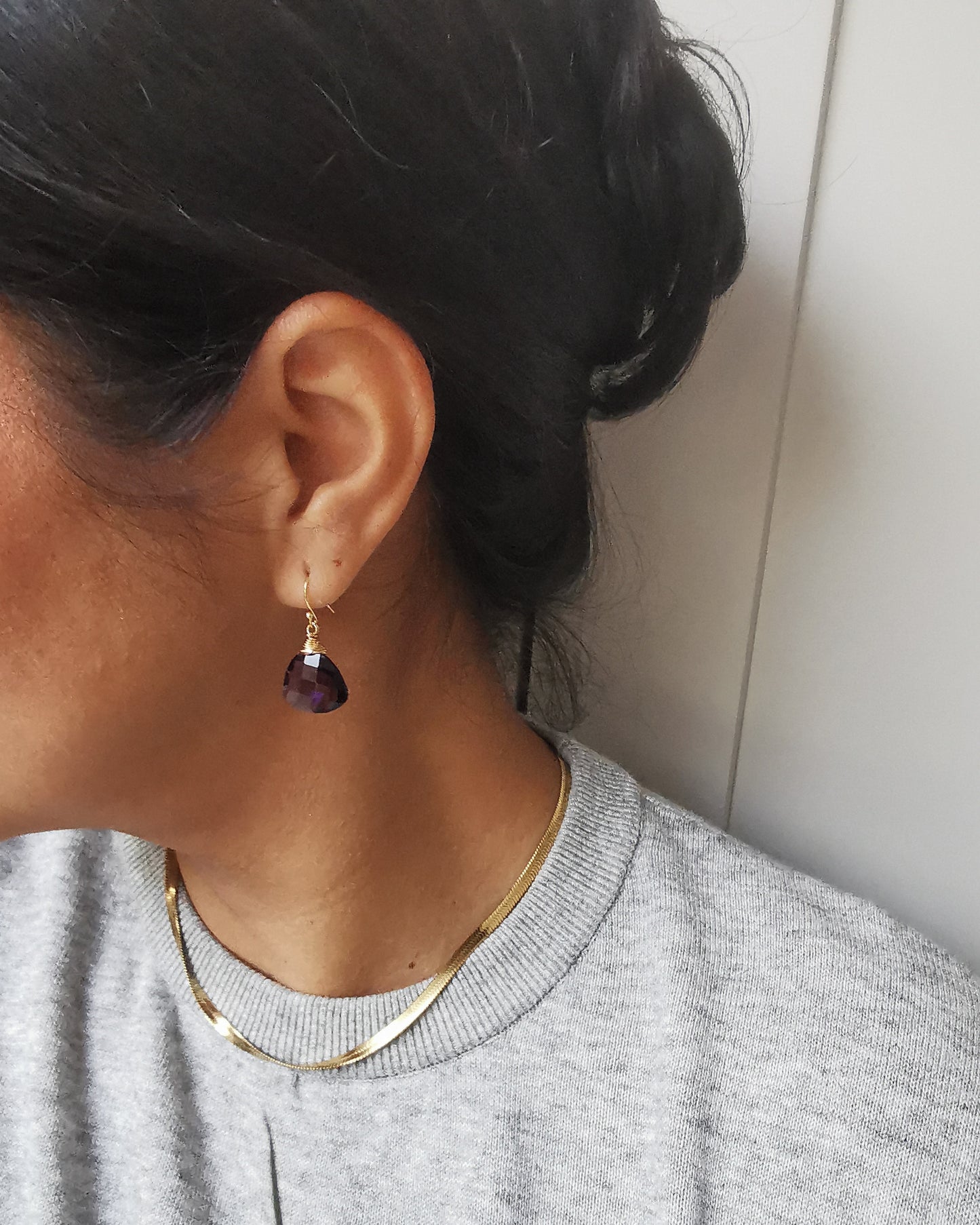 Amethyst Trillion Gemstone Earrings