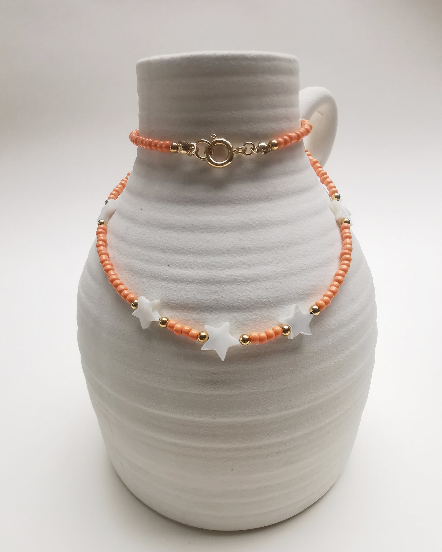 MELISSA - Vibrant Seed Bead Necklaces with Nacar Hearts or Star Charms