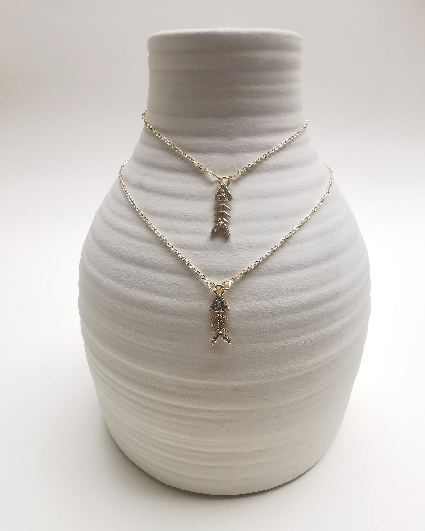 Fish Bone Pendant Necklace.