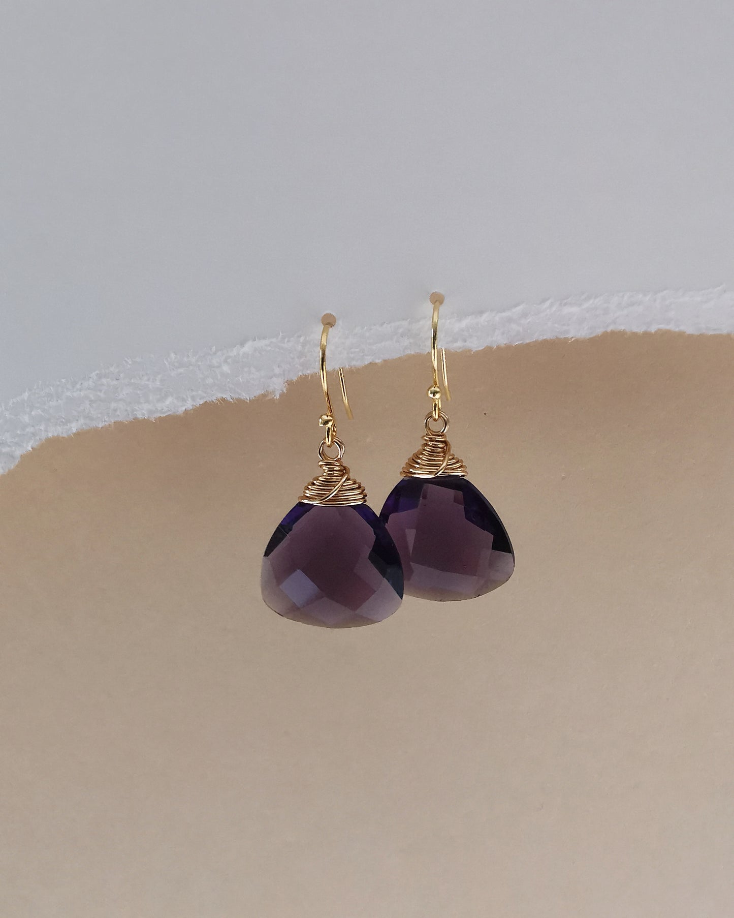 Amethyst Trillion Gemstone Earrings