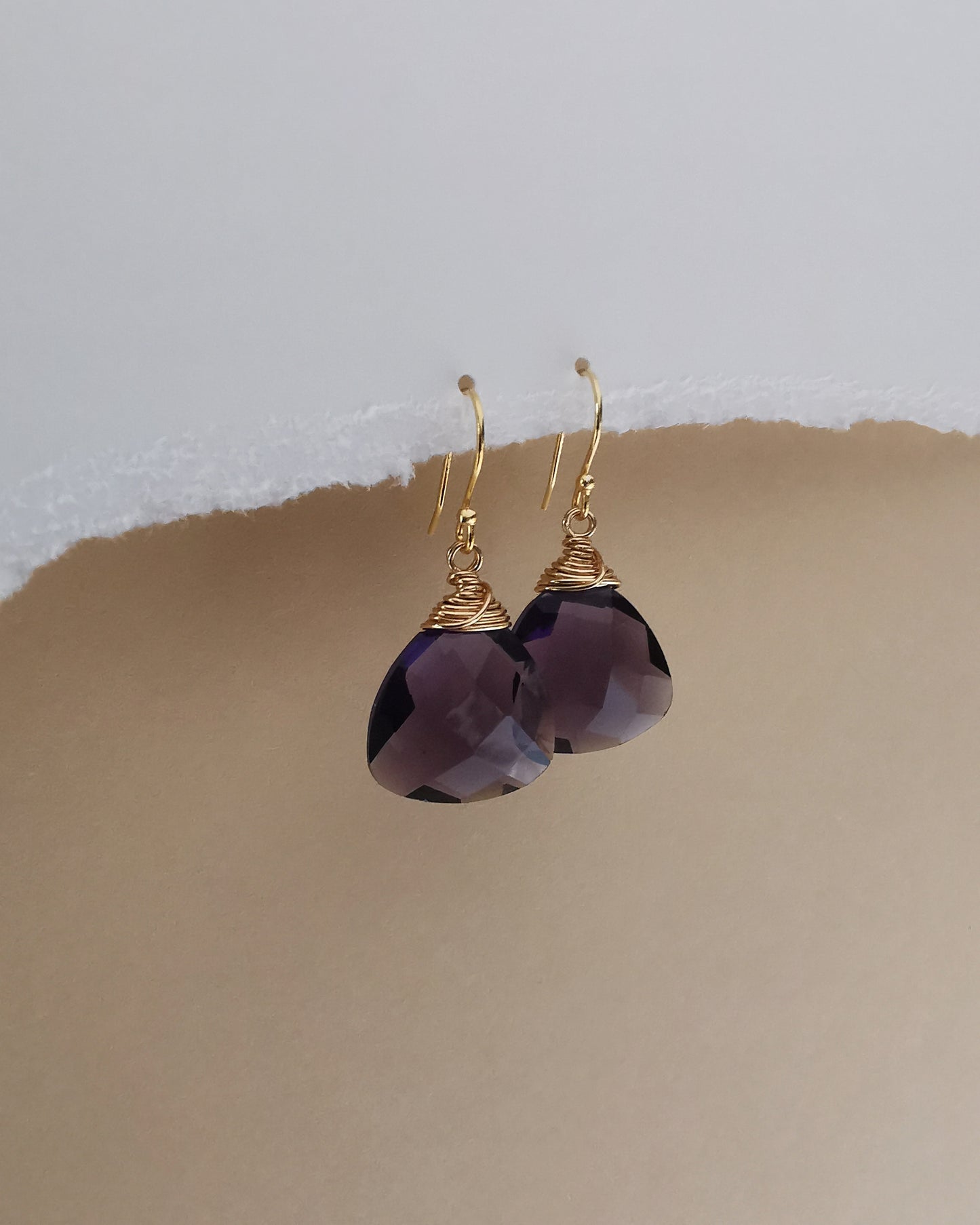 Amethyst Trillion Gemstone Earrings
