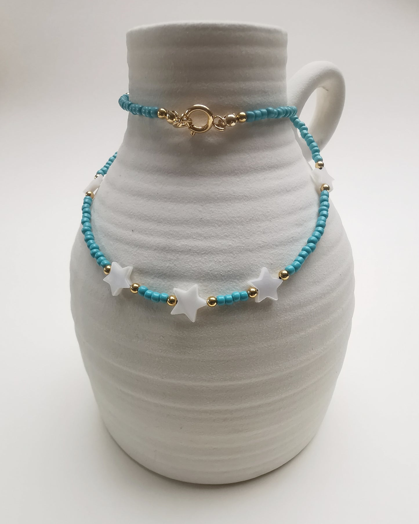 MELISSA - Vibrant Seed Bead Necklaces with Nacar Hearts or Star Charms