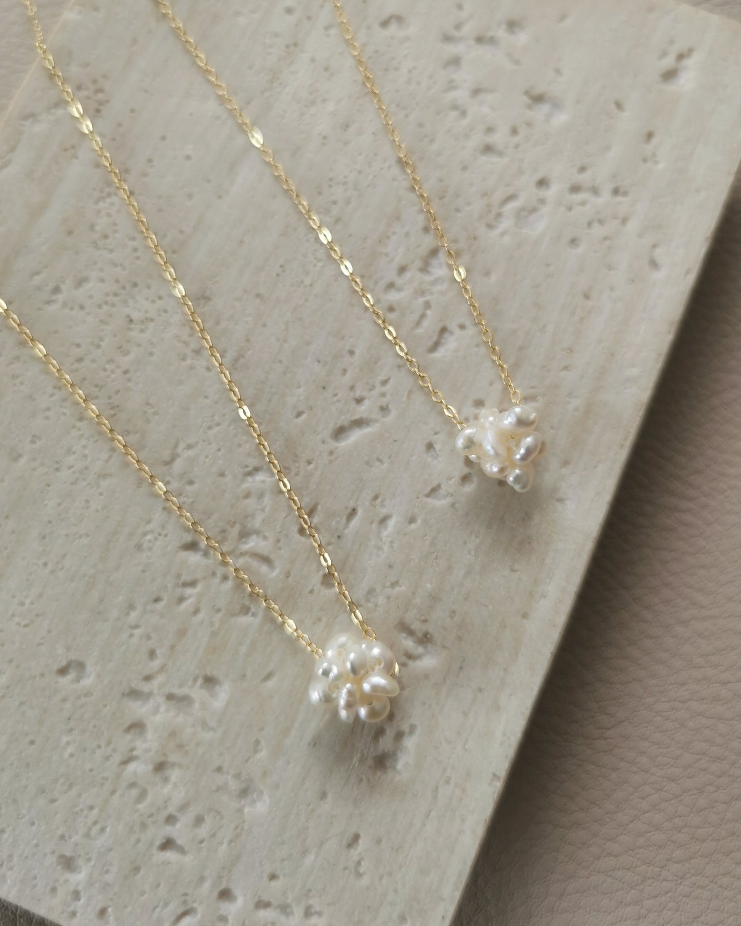 Gold Vermeil Cluster Pearl Chain Necklace